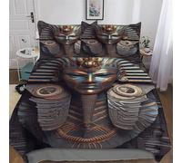 AASWSWW Pharaon égyptien Parure De Lit Housse De Couette Impressio 3D Microfibre Doux avec Taie d'oreiller 3 Pièces Garçons Filles Enfants Double (200x200cm)