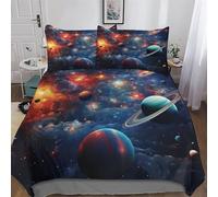 AASWSWW Planet étoilery Sky Housse De Couette Parure De Lit avec Taie d'oreiller Doux Et Confortable Sets De Housse Couette en Microfibre King(220x240cm)