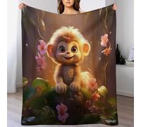 AASWSWW Singe Mignon Impression 3D Couverture Légère en Polaire De Flannel Linge De Lit Couvre-lit Couvertures De Canapé (140×180cm)