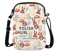 AATOP Pologne Country Sac à bandoulière Pologne Cadeau Pologne Souvenirs Cadeau de voyage Pologne Stuff Pochette à fermeture éclair Polska Sac portefeuille, Polish Girl Cb3, large