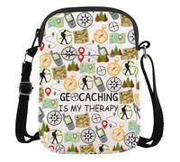 AATOP Sac à bandoulière de géocache, cadeau pour amoureux de géocache, cadeau de géocache, fournitures de géocache, sac portefeuille chasseur trésor, Geocaching is My Therapy Cb3, large