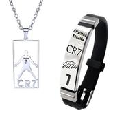 Aatpuss 2 Pièces Football Collier Bracelet Set, Set Cr7 Colliers & Bracelets Football, No.7 Football Collier Bracelet, No.7 Football Colier Bracelt Cadeaux Pour Les Fans De Footbal