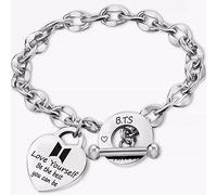 Aatpuss Bracelet Bts, Bracelet Acier Inoxydable Avec Pendentif, Bracelets Pendentif En Forme De Cœur, Bts Merch Accessoires Cadeaux, Cadeaux Pour Les Fans