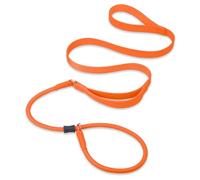 AaufiLux Laisse pour chien, double poignée, cuir souple, nylon résistant, anti-traction, pour chiens de taille moyenne et grande taille, 1,5 m, orange