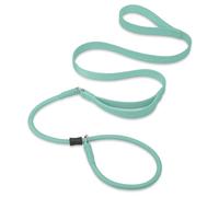 AaufiLux Laisse pour chien, double poignée, cuir souple, nylon résistant, anti-traction, vert menthe, 1,5 m