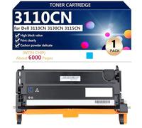 aauot 3110CN Cartouche de Toner Compatible pour Dell 3110CN 3130CN 3115CN Imprimantes, Transparente et Durable, 8000 Pages,Cyan-1 Pack