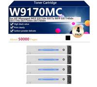 aauot Cartouche de Toner W9170MC Remanufacturée Haute Capacité | W9170MC W9171MC W9172MC W9173MC Compatible pour HP E87770dn E87760dn E87750dn E87740dn Imprimantes ,Black-4 pack