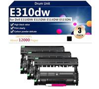 aauot E310dw Unité de Batterie Haute Capacité de Remplacement pour Dell E310DW E515DW E514DW E515DN Imprimante, 2200 Pages,Black-3 Pack