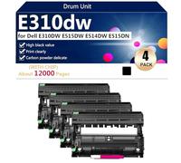 aauot E310dw Unité de Batterie Haute Capacité de Remplacement pour Dell E310DW E515DW E514DW E515DN Imprimante, 2200 Pages,Black-4 Pack