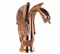AAureolo Robinet De Salle De Bain Moderne En Forme De Cygne Roségold, Levier Unique Pour Régler Le Débit d'Eau Chaude Et Froide, Trou Unique, Pour Meuble-Lavabo, Lavabo, Baignoire, Évier De Cuisine
