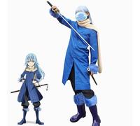 Aayahakawa That Time I Got Reincarnated As A Slime Costume de cosplay Rimuru Tempest Tensei Shitara Suraimu Datta Ken Costume d'Halloween Fête Anime Exposition (Bleu, S)