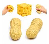 Aazhuoqimei 3pcs Squishies Cacahuète,Jouet à Presser Slow Rising en Forme de Peanut,Butter Cheese Squishy,Mini Jouet Sensoriel Fidget pour Bureau École Voyage, Cadeau Enfants Adultes