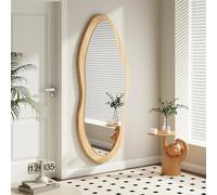 AAZZKANG Grand miroir asymétrique 120 x 50 cm rustique irrégulier pleine longueur miroirs muraux décoratifs pour chambre à coucher, salon, couloir, entrée