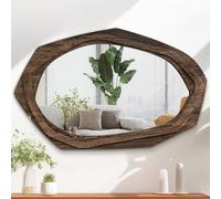 AAZZKANG Grand miroir mural asymétrique avec cadre rétro en bois - Miroirs suspendus irréguliers pour salle de bain, chambre à coucher, salon, entrée - 70 x 45 cm (L x l)