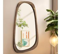AAZZKANG Grand miroir mural avec cadre en bois irrégulier, 80 x 50 cm, miroirs à suspendre asymétriques vintage pour salle de bain, chambre à coucher, salon, entrée, décoration d'intérieur