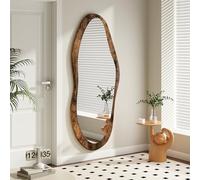 AAZZKANG Grand miroir mural irrégulier avec cadre en bois 120x50 cm Miroir de vanité asymétrique vintage pleine longueur pour salle de bain, chambre, salon, entrée