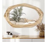 AAZZKANG Grand miroir mural irrégulier avec cadre en bois 70 L x 45 W cm Miroirs rustiques à suspendre asymétriques pour salle de bain, chambre à coucher, salon, entrée