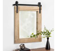 AAZZKANG Grand miroir mural rustique rectangulaire avec cadre en bois avec support en métal - Pour chambre à coucher, salon - 66 x 45,7 cm