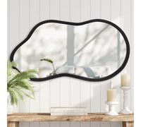 AAZZKANG Grand Un Miroir irrégulier Le Noir Miroir Mural asymétrique 55x30cm décoré Le Miroir de Bois Salle de Bain Salle d'entrée