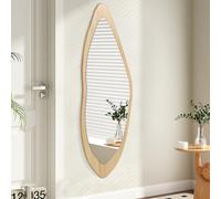 AAZZKANG Grands miroirs asymétriques 120 x 40 cm rustique irrégulier pleine longueur miroir décoratif pour chambre à coucher, salon, couloir, entrée Fixation murale