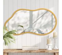 AAZZKANG Le Grand Miroir Mural avec Le Cadre Bois 55x30cm d'or Miroir irrégulier inégal pour Salle de Bain Salle d'entrée