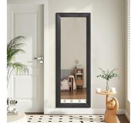 AAZZKANG Miroir mural à taille réelle, avec cadre en bois, grand miroir à suspendre, 110 x 35 cm, rectangulaire, pour chambre à coucher, salon, salle de bain, entrée, couloir, noir
