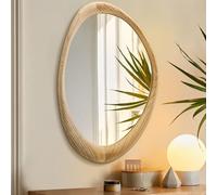 AAZZKANG Miroir mural asymétrique en bois, miroir mural rustique irrégulier 70 L x 50 W, grand miroir décoratif pour salle de bain, chambre à coucher, salon, couloir