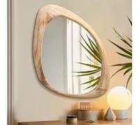 AAZZKANG Miroir mural asymétrique en bois, miroir mural rustique irrégulier 70 L x 50 W, grand miroir décoratif pour salle de bain, chambre à coucher, salon, couloir