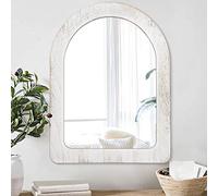 AAZZKANG Miroir mural en arche rustique avec cadre en bois 50 x 40 cm - Décoration à suspendre pour chambre à coucher, salle de bain, maison de ferme - Blanc