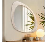 AAZZKANG Miroir mural irrégulier en bois 65 L x 45 W cm asymétrique minimaliste décoratif grands miroirs pour chambre à coucher, salon, entrée, salle de bain