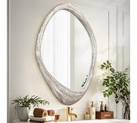 AAZZKANG Miroir mural irrégulier en bois, 70 x 50 cm, grand, asymétrique, décoratif, rustique, pour la chambre à coucher, le salon, l'entrée