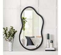 AAZZKANG Miroir Mural irrégulier en Bois Petit Miroir asymétrique Miroir décoratif Noir à Suspendre Chambre à Coucher Dressing Salon Salle de Bain Entrée