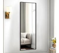 AAZZKANG Miroir mural pleine longueur avec cadre en métal - Grand miroir suspendu rectangulaire moderne pour chambre à coucher, salon, salle de bain, entrée - Noir - 110 x 35 cm