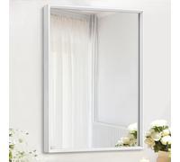 AAZZKANG Miroir mural rectangulaire avec cadre en métal, miroir blanc style campagne, pour salle de bain, chambre à coucher, miroir à suspendre, décoration murale, vertical ou horizontal