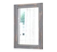 AAZZKANG Miroir Mural rectangulaire Rustique avec Cadre en Bois 65x45cm Miroir décoratif à Suspendre pour Salle de Bain Salon Chambre à Coucher Gris