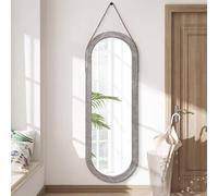 AAZZKANG Miroir ovale pleine longueur avec cadre en bois 110 x 35 cm rustique pour chambre à coucher, salon, entrée, dressing