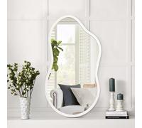 AAZZKANG Petit Miroir avec Boîtier irrégulier décoré Le Miroir Blanc pour Chambre à Coucher Salle vestiaire Salle de Bain Entrée