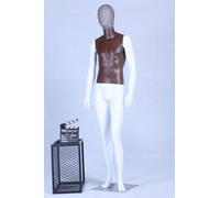 AB+100W Mannequin blanc laqué mat Poitrine brune de haute qualité Grille métallique Tête avec plaque métallique Homme