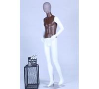 AB+101W Mannequin blanc laqué mat Poitrine brune de haute qualité Grille métallique Tête avec plaque métallique Homme