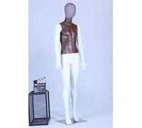 AB+99W Mannequin blanc laqué mat Poitrine brune de haute qualité Grille métallique Tête avec plaque métallique Homme