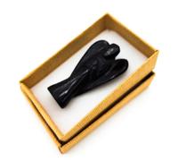 AB India Crafts Ange Gardien Tourmaline Noire Pierre précieuse de 5 cm Porte-Bonheur Pierre de guérison dans une boîte à Bijoux | Protection énergie chance