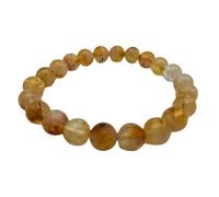 AB India Crafts Bracelet élastique de guérison en citrine fait à la main - Perles de 8 mm - Circonférence intérieure de 18 cm - Pour femme - Avec pochette à bijoux Om Aum - Guérison spirituelle Inde
