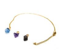 AB India Crafts Coffret cadeau avec 3 pendentifs en pierre précieuse avec chaîne plaqué or 18 carats dans une pochette à bijoux OM, Pierre précieuse, Aigue-marine Améthyste Labradorite