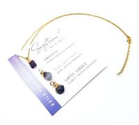 AB India Crafts Ensemble cadeau Signe du zodiaque 3 pendentifs en pierres précieuses avec chaîne Plaqué or 18 carats dans un sac de bijoux Om | Protection Énergie Bonheur, Pierre précieuse, Améthyste
