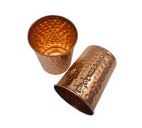 AB India Crafts Lot de 2 gobelets en cuivre - 200 ml - Cuivre pur 99,9 % - Design martelé - Fabriqué à la main en Inde - Pour boisson ayurvédique - Idée cadeau