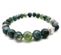 AB India Crafts Reiki Bracelet en agate mousse avec pierres précieuses dans une pochette à bijoux verte