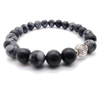AB India Crafts Reiki Bracelet en obsidienne flocon de neige dans une pochette à bijoux