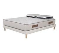 - Ensemble Cosmos White mousse accueil mémoire - 140x190 et 2 Oreiller visco 60x60 - Sommier Blanc