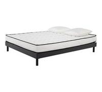 AB Matelas - Ensemble Matelas mousse Confort 140x190 - 2 Oreillers mémoire 60x60 - Sommier kit Gris