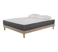 AB Matelas - Ensemble Matelas Mousse Luxe - 160x200 et 2 Oreillers mémoire 60x60 - Sommier kit couleur chêne